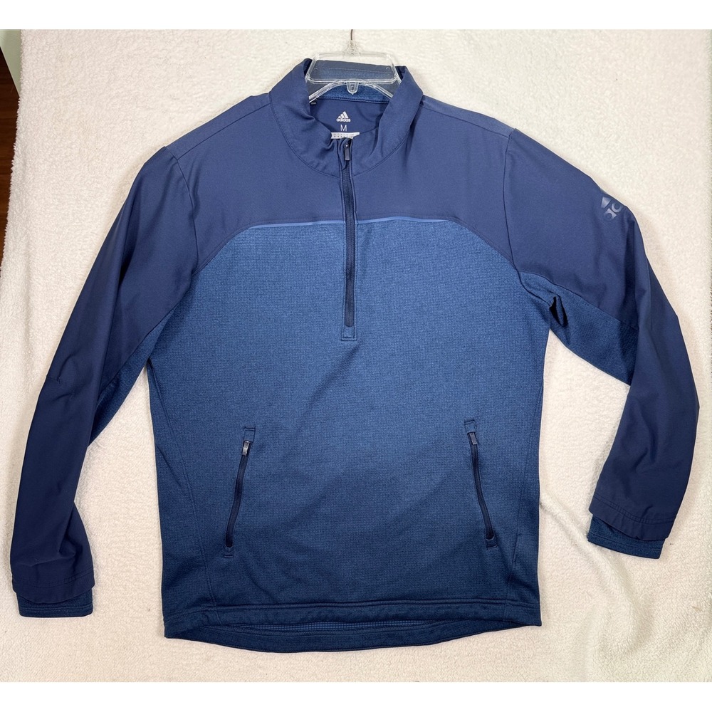 Adidas Golf 1/4 Zip Pullover Mens Sweatshirt Navy Blue Waffle Knit Medium DN3406